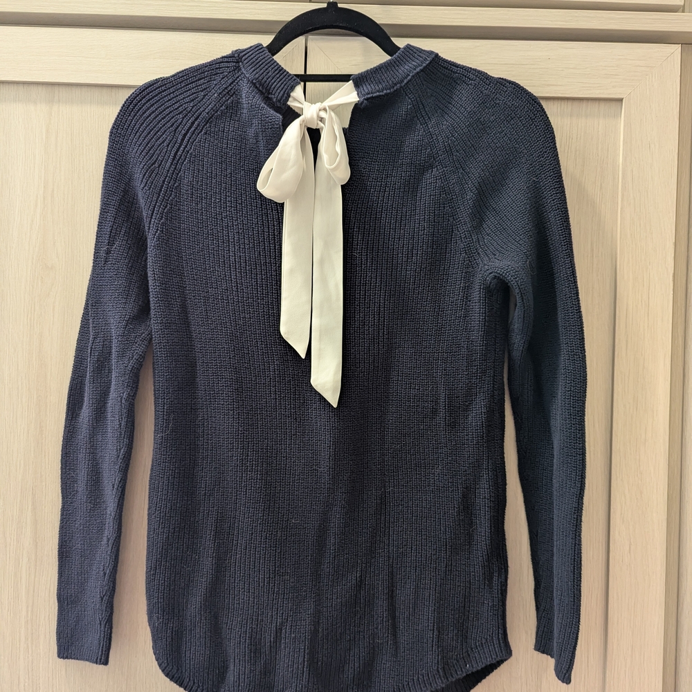 LOFT Dark Blue Knit with White Accent